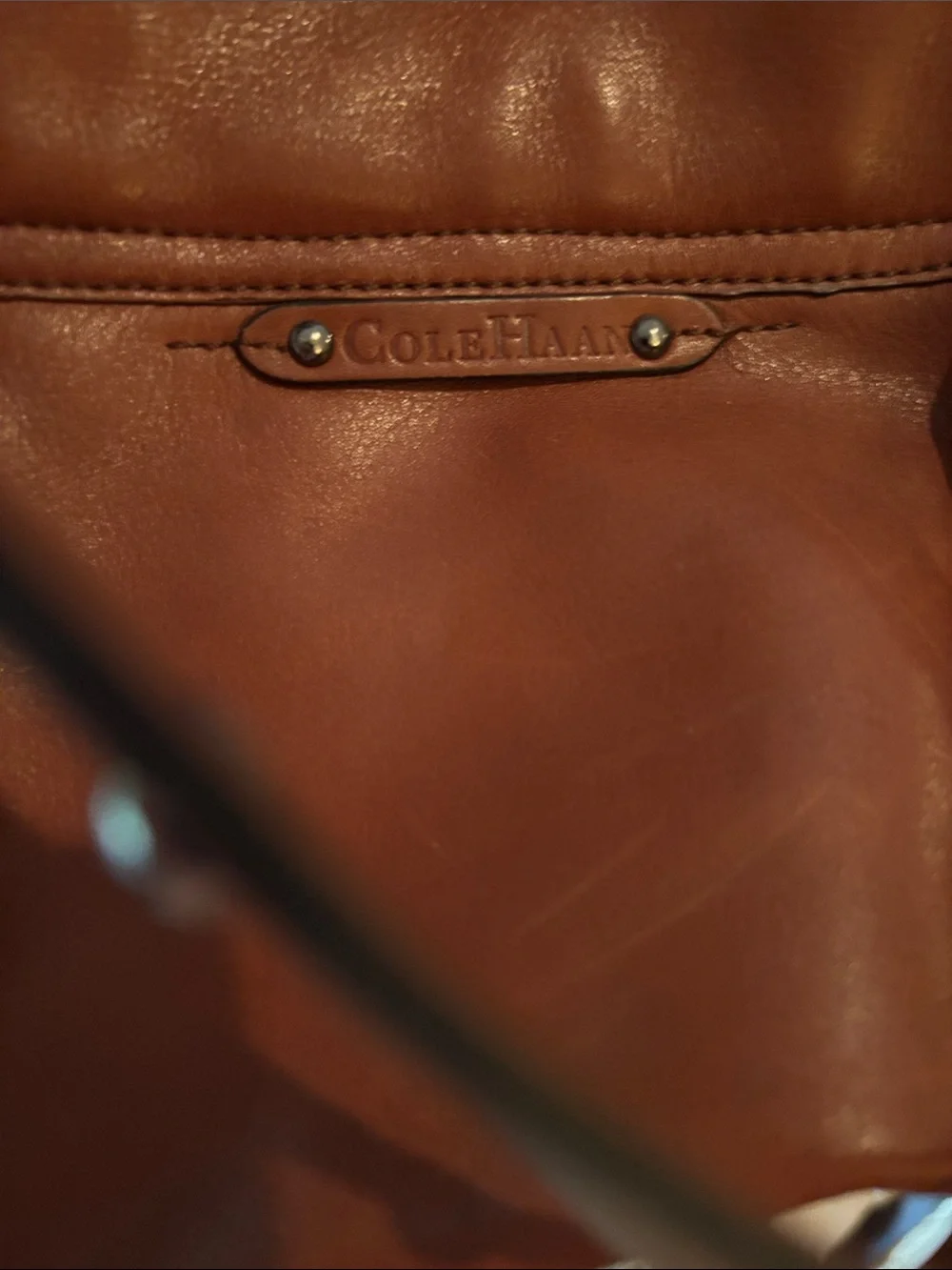 Cole Haan Brown Leather Stud-Accent Satchel Bag